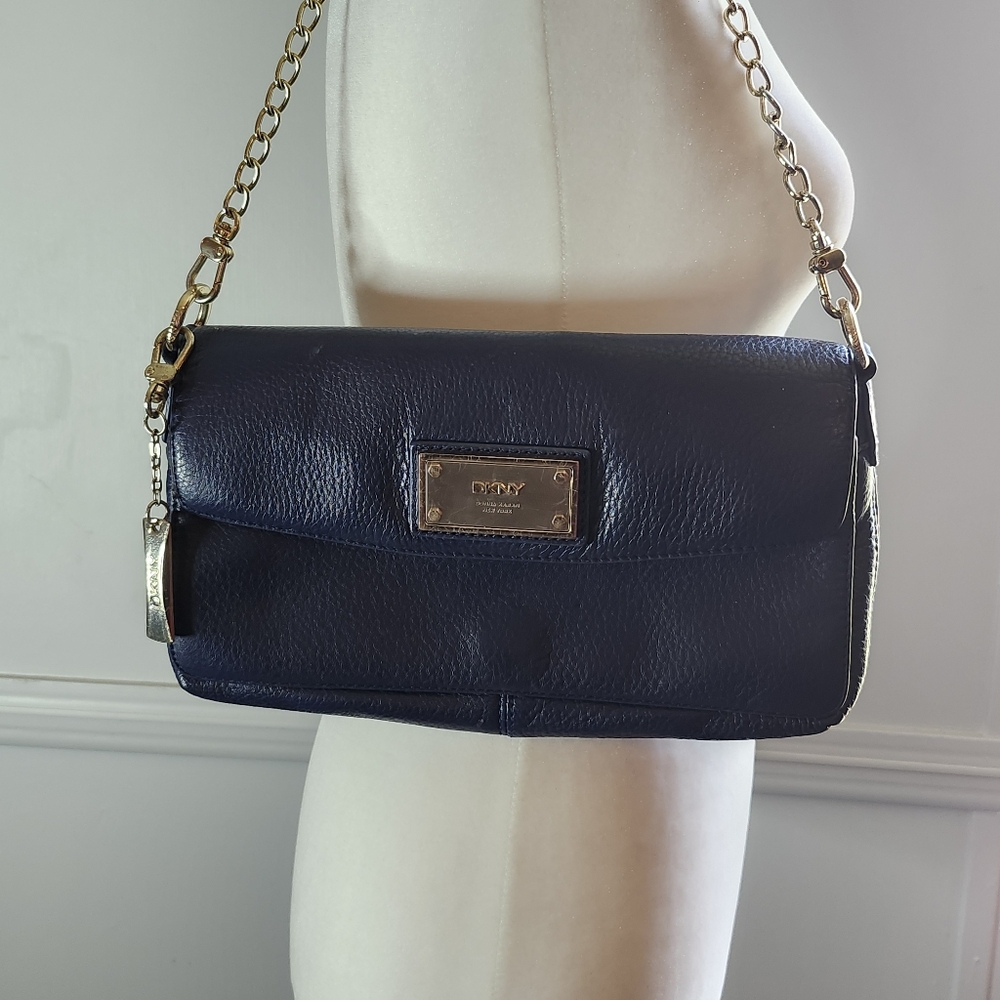 DKNY Small Y2K Leather Rectangle and Chain Strap Purse